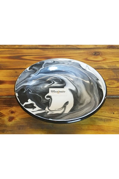 Emaye Marble Çukur Tabak 23cm Siyah - Marinevo Emaye Ürünler Emaye Marble Çukur Tabak 23cm Siyah - Marinevo Emaye Ürünler