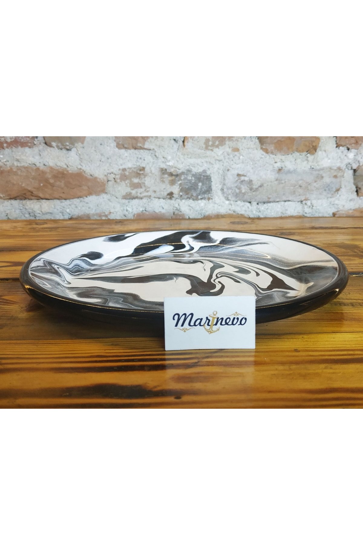 Emaye Marble Servis Tabak 26cm Siyah - Marinevo Emaye Ürünler Emaye Marble Servis Tabak 26cm Siyah - Marinevo Emaye Ürünler
