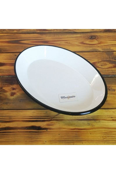 Emaye Oval Tabak 30*20cm Siyah - Marinevo Emaye Ürünler