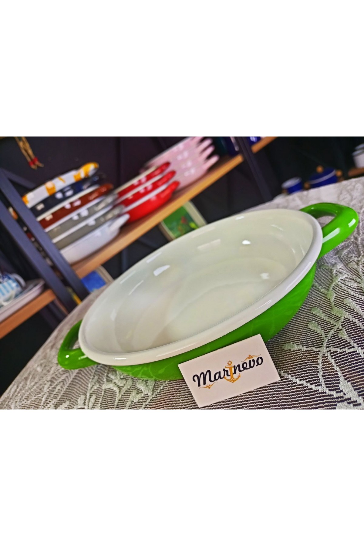 Emaye Sahan 20cm Yeşil - Marinevo Emaye Sahanlar