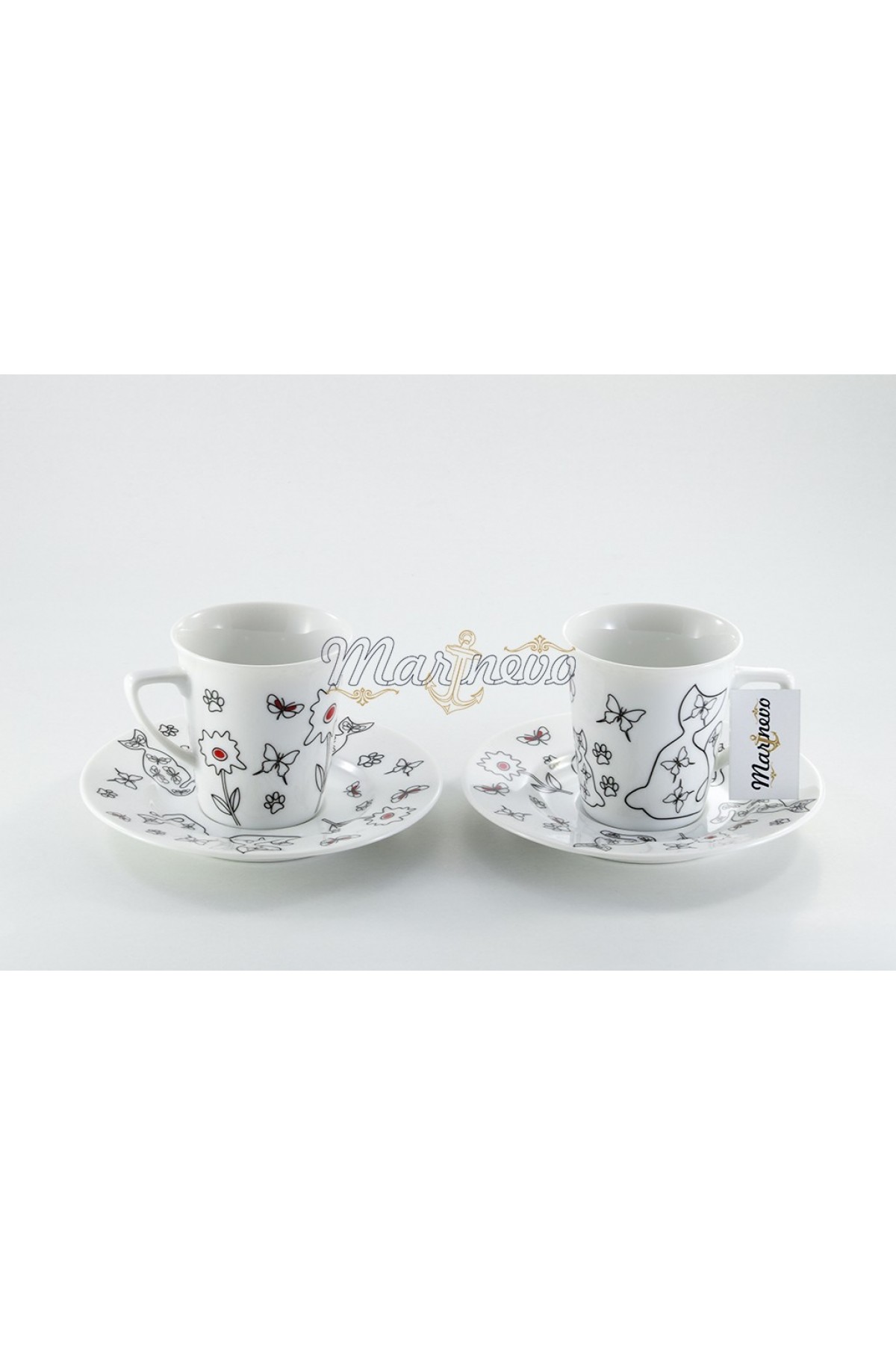 Kedili Luyano Cat 4 Desen Çay Fincanı 2'Li Set - Hediyelik Çay Setleri Kedili Luyano Cat 4 Desen Çay Fincanı 2'Li Set - Hediyelik Çay Setleri