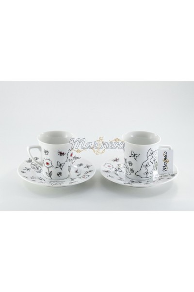 Kedili Luyano Cat 4 Desen Çay Fincanı 2'Li Set - Hediyelik Çay Setleri Kedili Luyano Cat 4 Desen Çay Fincanı 2'Li Set - Hediyelik Çay Setleri
